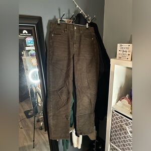 brown american eagle corduroy mom straight jeans